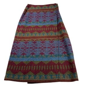 David Hollis Skirt Wool Blend Aztec Southwestern Midi Womens Size 8